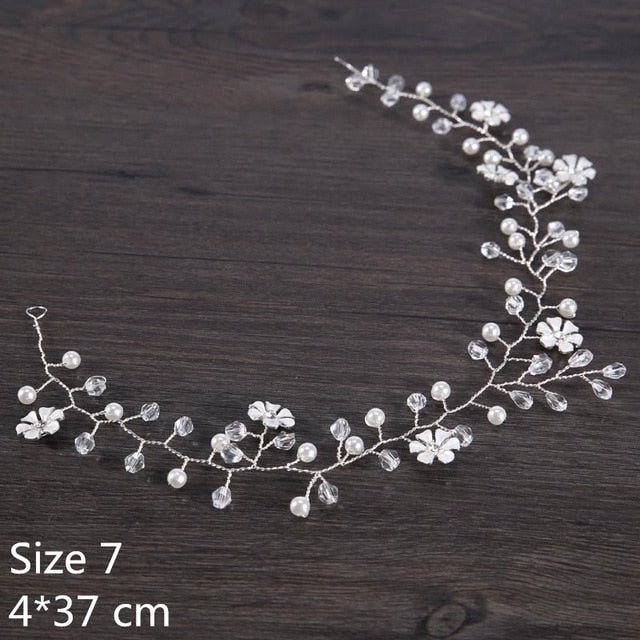 Wedding Pearl Crystal Leaf Headpiece
