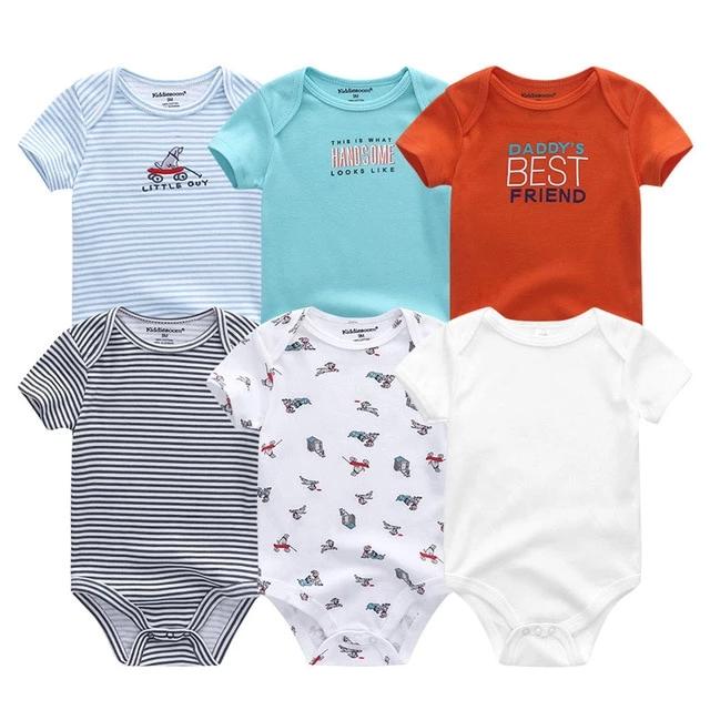 6Pc Set Baby Boy Girl Short Sleeve Onesies