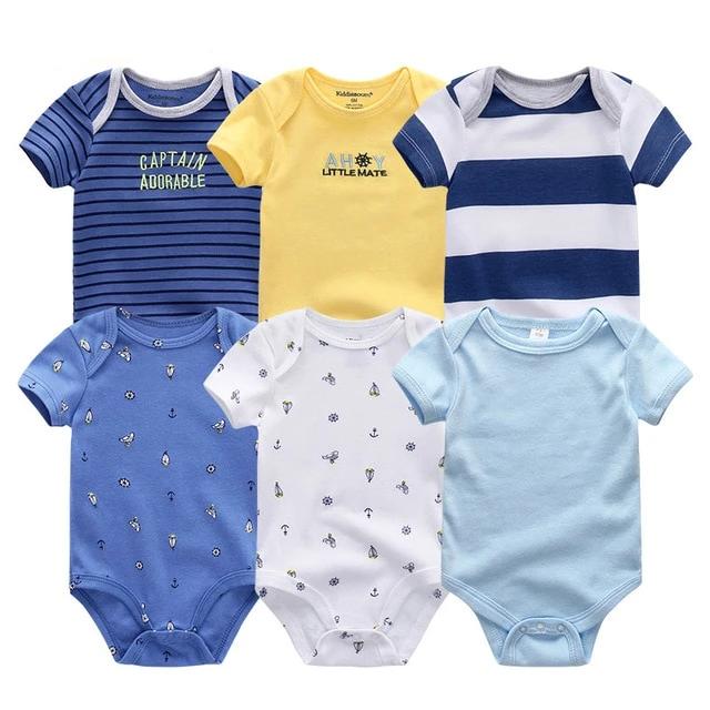 6Pc Set Baby Boy Girl Short Sleeve Onesies