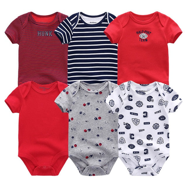 6Pc Set Baby Boy Girl Short Sleeve Onesies