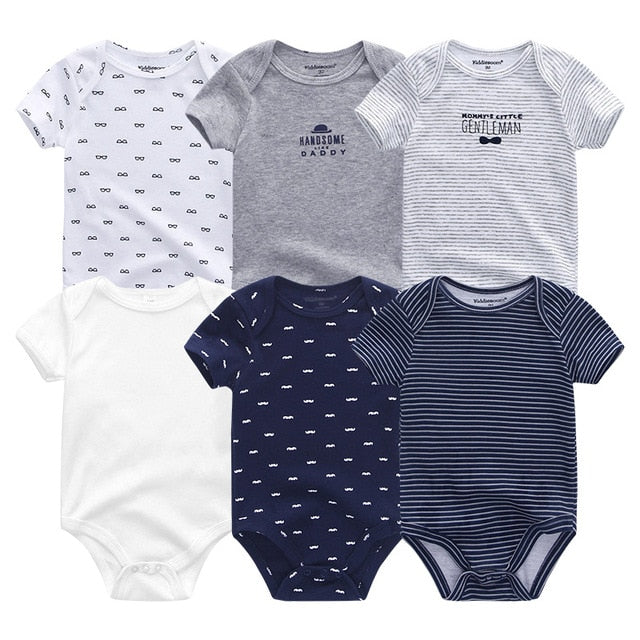 6Pc Set Baby Boy Girl Short Sleeve Onesies