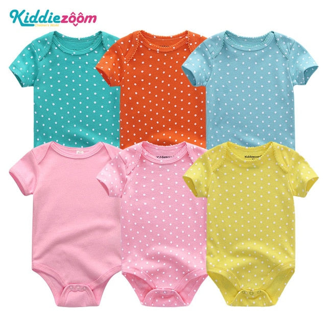 6Pc Set Baby Boy Girl Short Sleeve Onesies