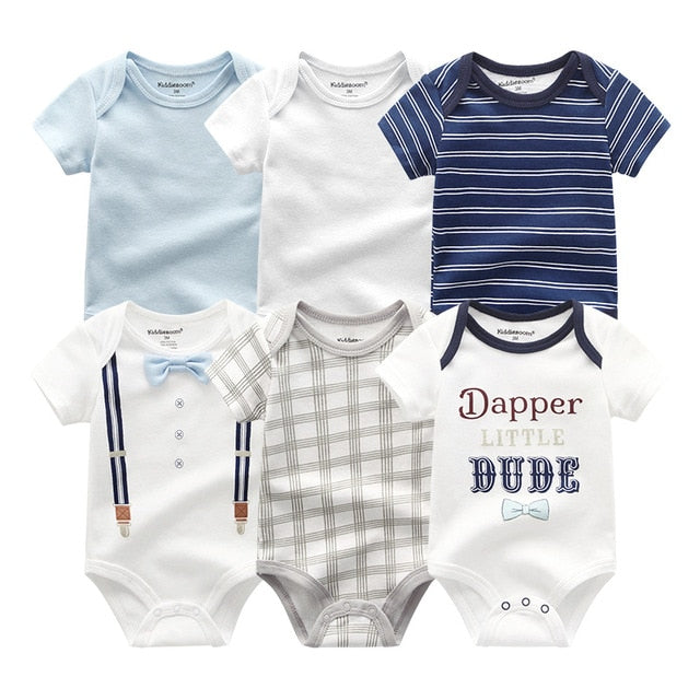 6Pc Set Baby Boy Girl Short Sleeve Onesies
