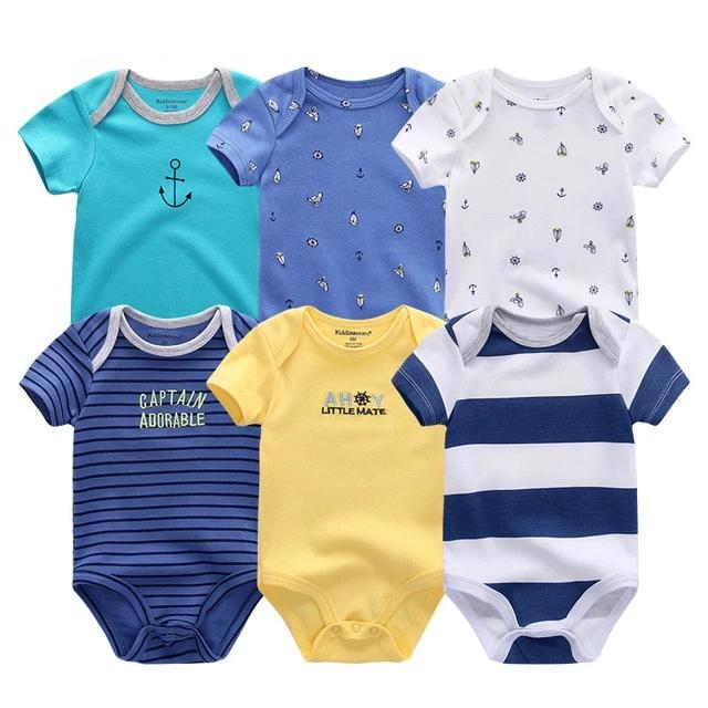 6Pc Set Baby Boy Girl Short Sleeve Onesies
