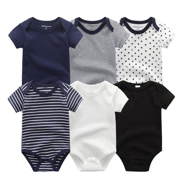 6Pc Set Baby Boy Girl Short Sleeve Onesies