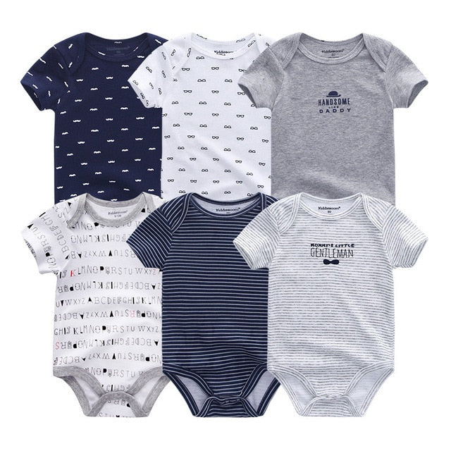 6Pc Set Baby Boy Girl Short Sleeve Onesies