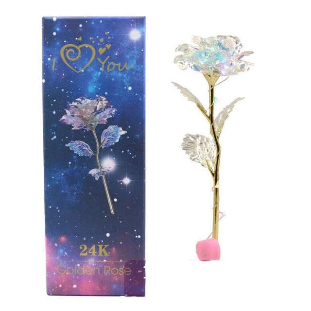 Romantic LED Fairy Artificial Galaxy Rose Flower Gift