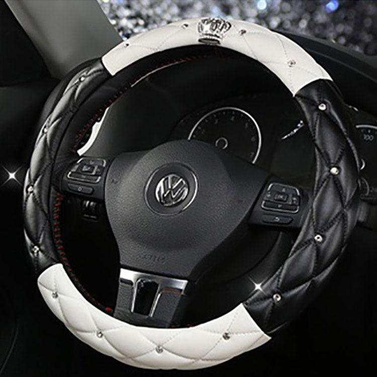 Leather Crown Car Steering Wheel Cover
