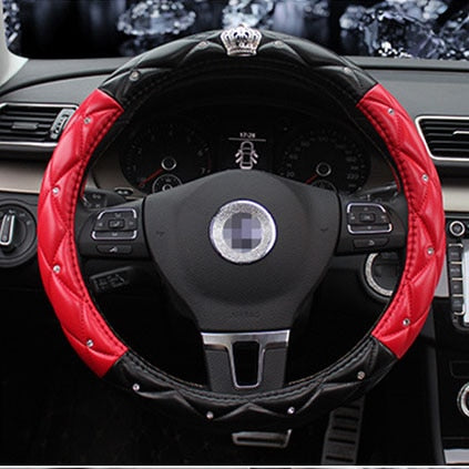 Leather Crown Car Steering Wheel Cover