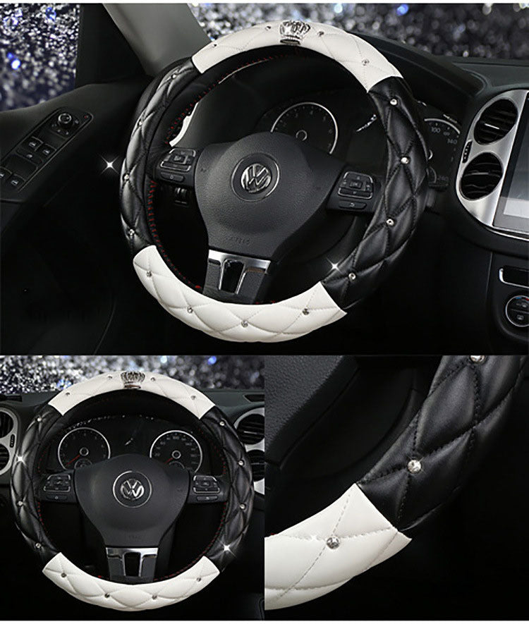 Leather Crown Car Steering Wheel Cover
