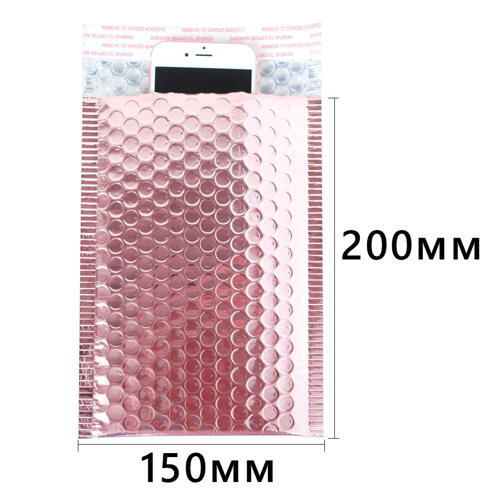 10pcs Rose Gold Bubble Envelope Gift Packaging Mailer