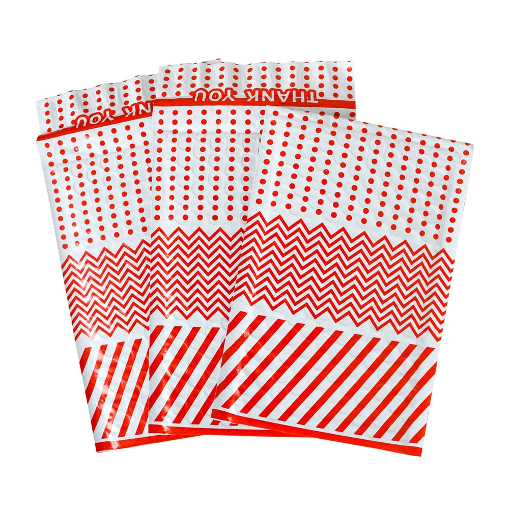10PCS Small Pink Polka Dots Poly Padded Bubble Envelope Mailers