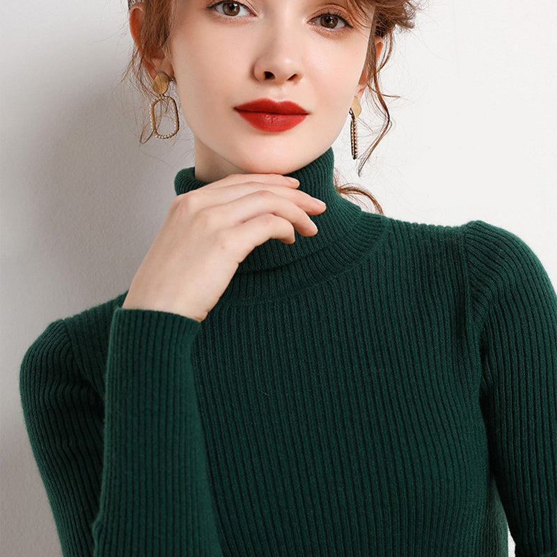 Womens Turtleneck Knitted Pullover Sweater Slim Long Sleeve Basic Top One Size