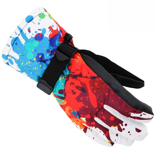 Winter -30 Ski Gloves Adjustable Graffiti Mittens