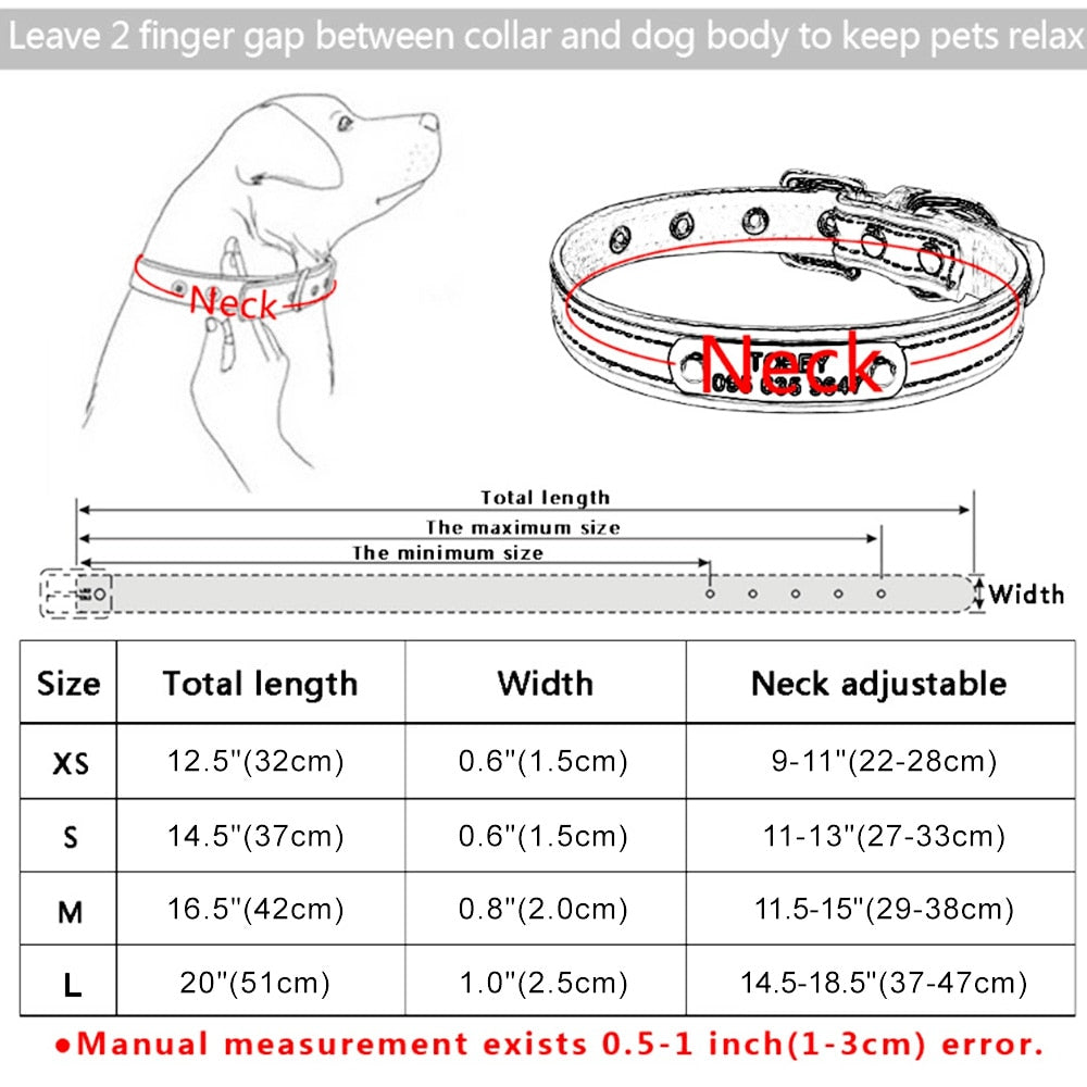 Personalized Leather Dog Collar Tag ID Name