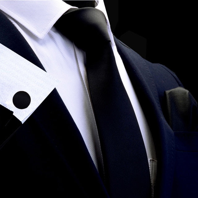 8 CM Necktie Handkerchief Cufflink Set Solid Colors For Men Style