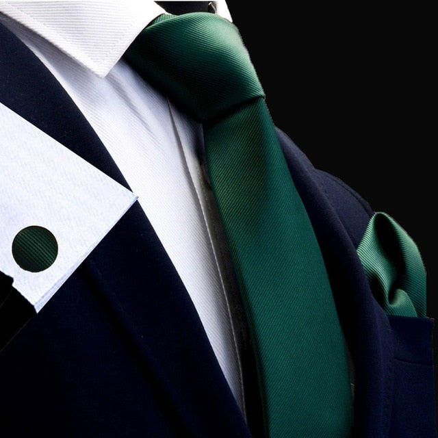 8 CM Necktie Handkerchief Cufflink Set Solid Colors For Men Style