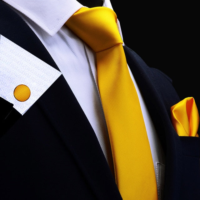 8 CM Necktie Handkerchief Cufflink Set Solid Colors For Men Style