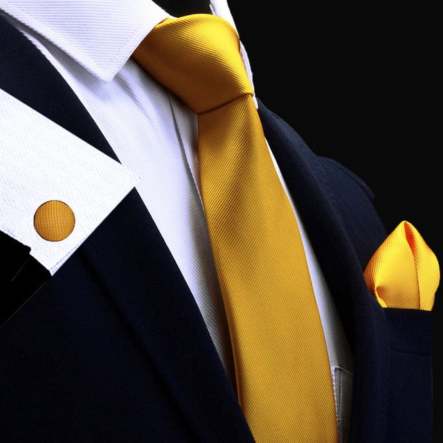 8 CM Necktie Handkerchief Cufflink Set Solid Colors For Men Style