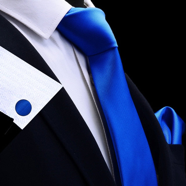 8 CM Necktie Handkerchief Cufflink Set Solid Colors For Men Style