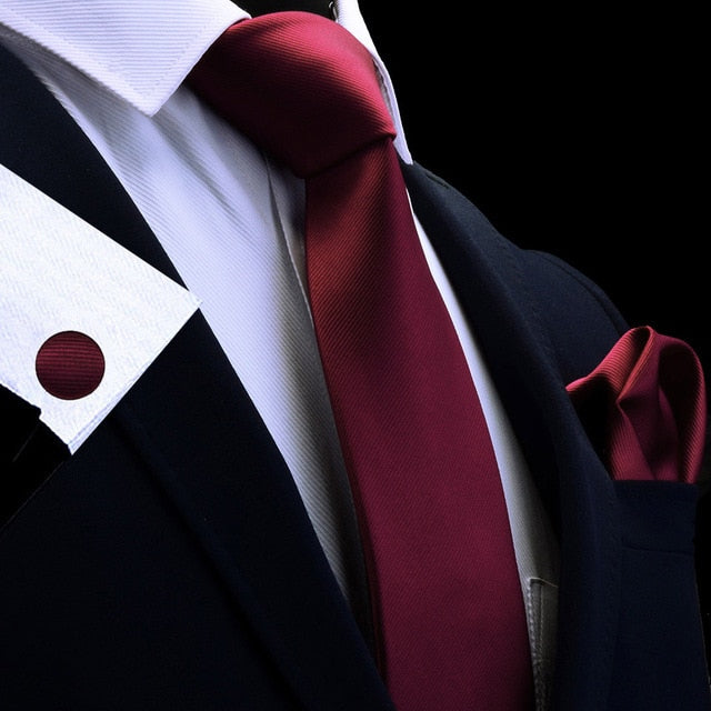 8 CM Necktie Handkerchief Cufflink Set Solid Colors For Men Style