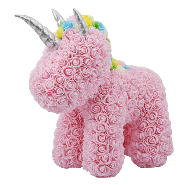 Rose Teddy Bear Unicorn Flower Gift