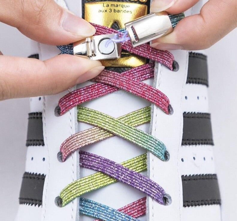 Magnetic Shoelaces Elastic Colorful Flat Shoe No Tie