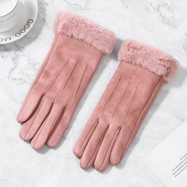 Women Winter Touch Screen Suede Gloves