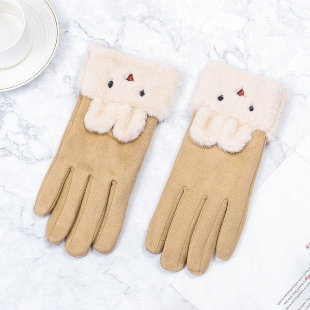 Women Winter Touch Screen Suede Gloves
