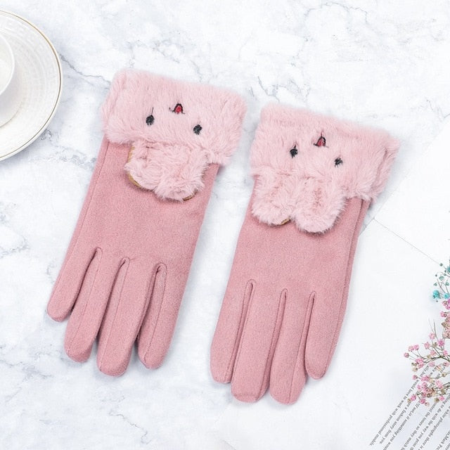 Women Winter Touch Screen Suede Gloves