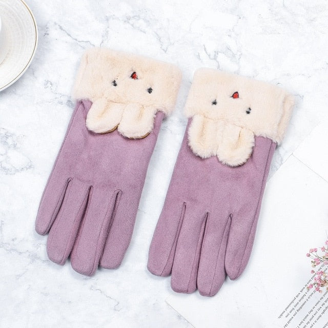Women Winter Touch Screen Suede Gloves