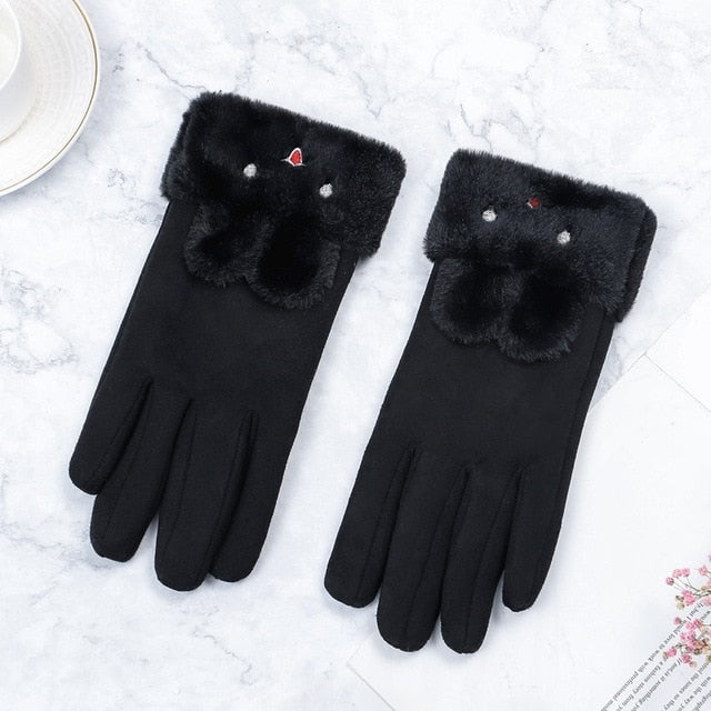 Women Winter Touch Screen Suede Gloves