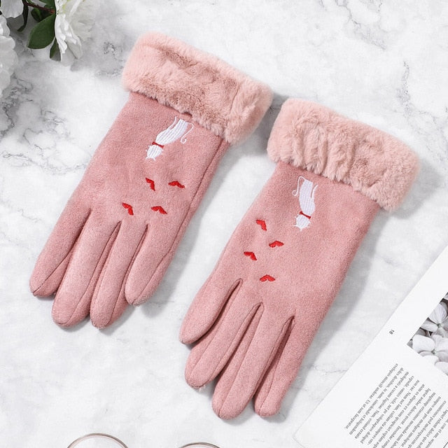 Women Winter Touch Screen Suede Gloves
