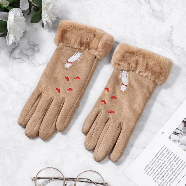 Women Winter Touch Screen Suede Gloves