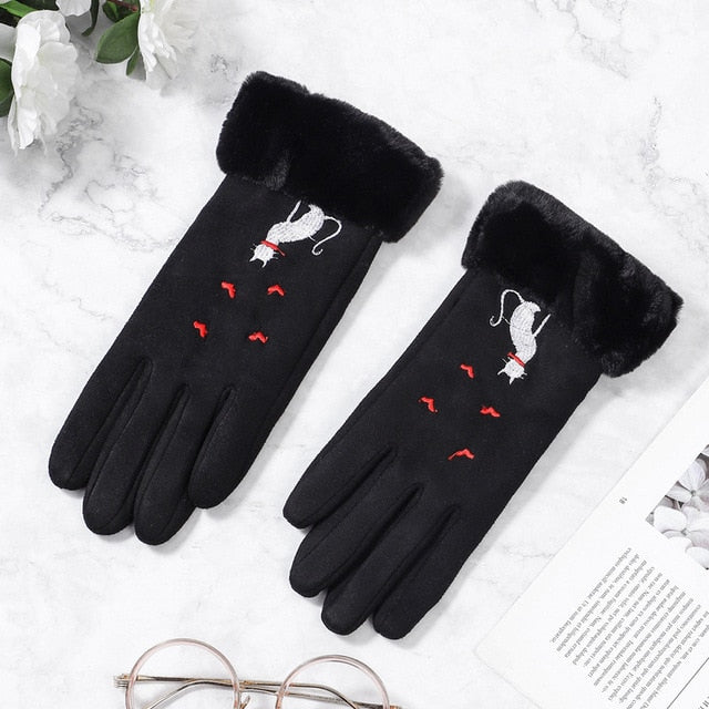 Women Winter Touch Screen Suede Gloves