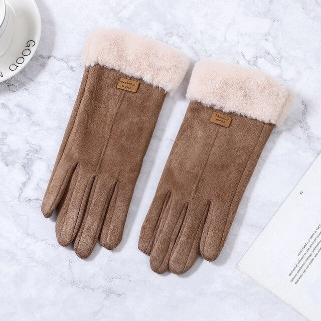 Women Winter Touch Screen Suede Gloves