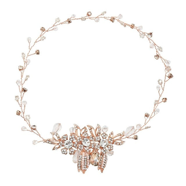 Rose Gold Pearl Crystal Hairband