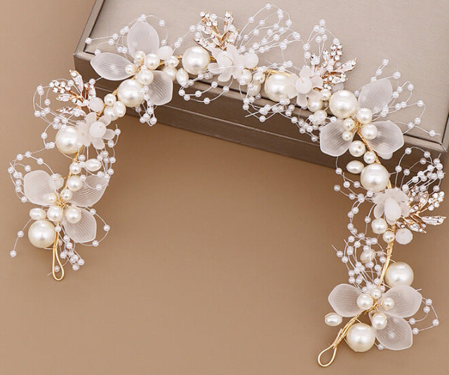 Rose Gold Pearl Crystal Hairband