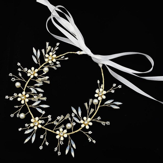 Rose Gold Pearl Crystal Hairband