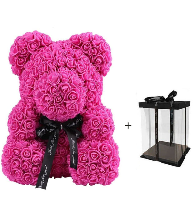 40cm Teddy Bear Rose with Heart Flower Artificial Gift