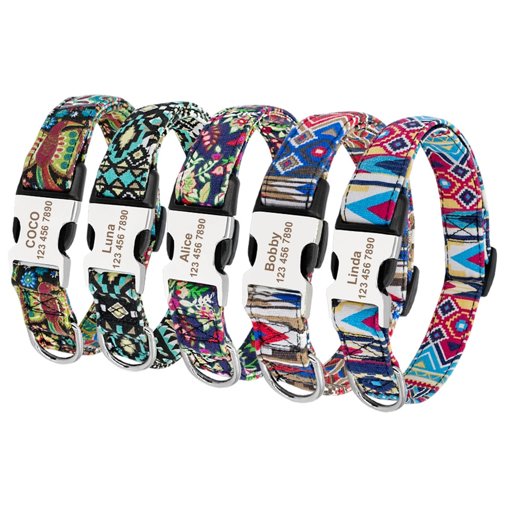 Colorful Pet Collar Personalized ID Tag Adjustable