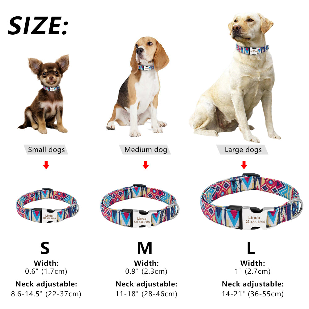 Colorful Pet Collar Personalized ID Tag Adjustable