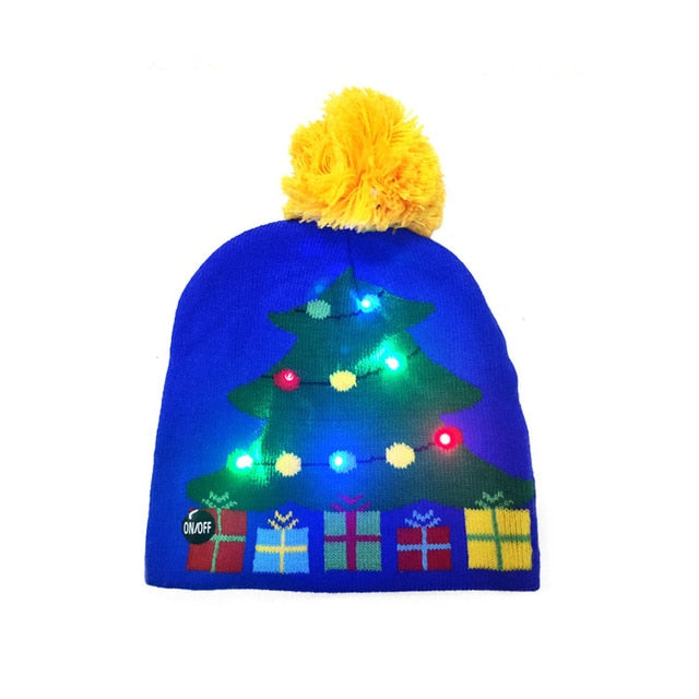 LED Knitted Christmas Hat Beanie Light Up Warm Hat