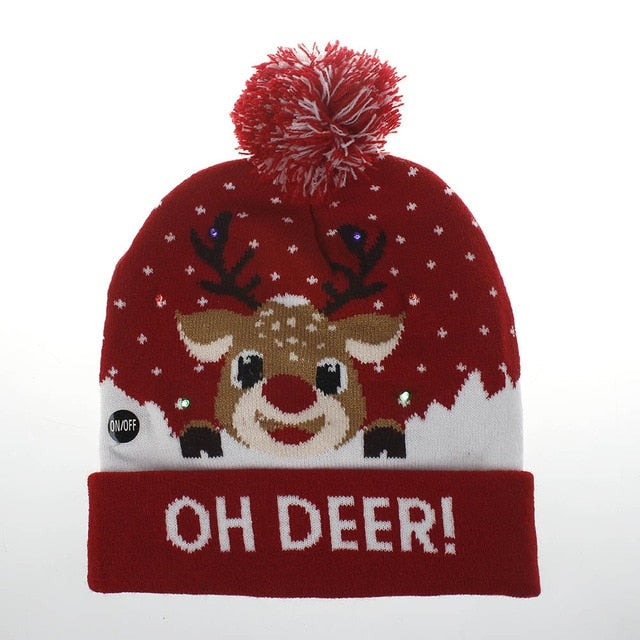 LED Knitted Christmas Hat Beanie Light Up Warm Hat