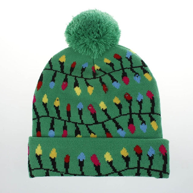 LED Knitted Christmas Hat Beanie Light Up Warm Hat