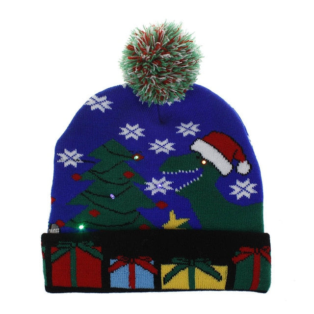 LED Knitted Christmas Hat Beanie Light Up Warm Hat