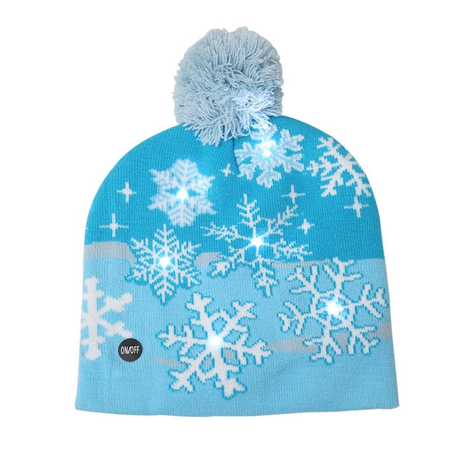 LED Knitted Christmas Hat Beanie Light Up Warm Hat