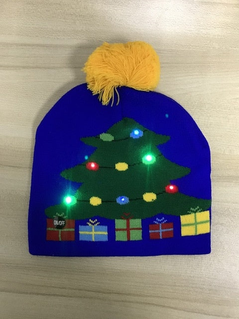 LED Knitted Christmas Hat Beanie Light Up Warm Hat