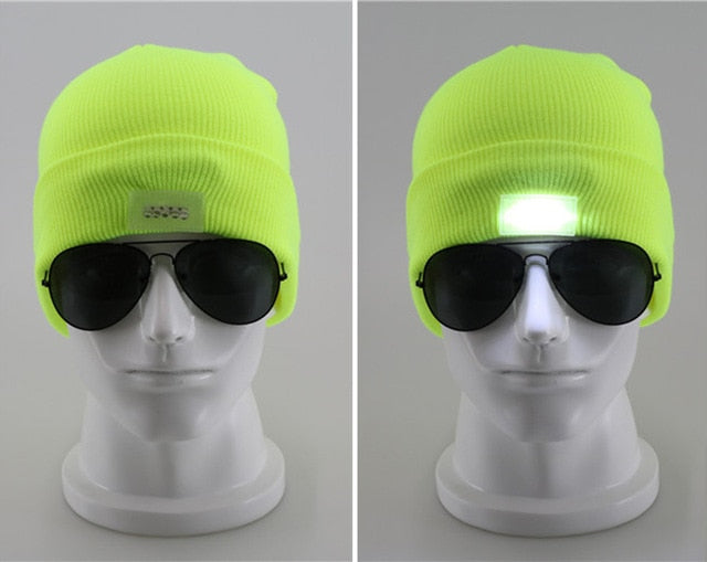 LED Knitted Christmas Hat Beanie Light Up Warm Hat