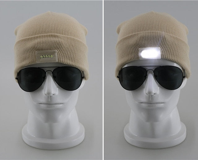 LED Knitted Christmas Hat Beanie Light Up Warm Hat